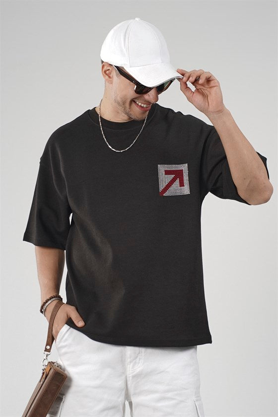 Image of Men's Oversize T-Shirt with Mesh Print Detail on the Back