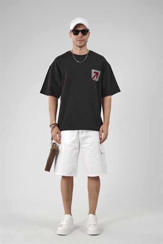 Image of Men's Oversize T-Shirt with Mesh Print Detail on the Back