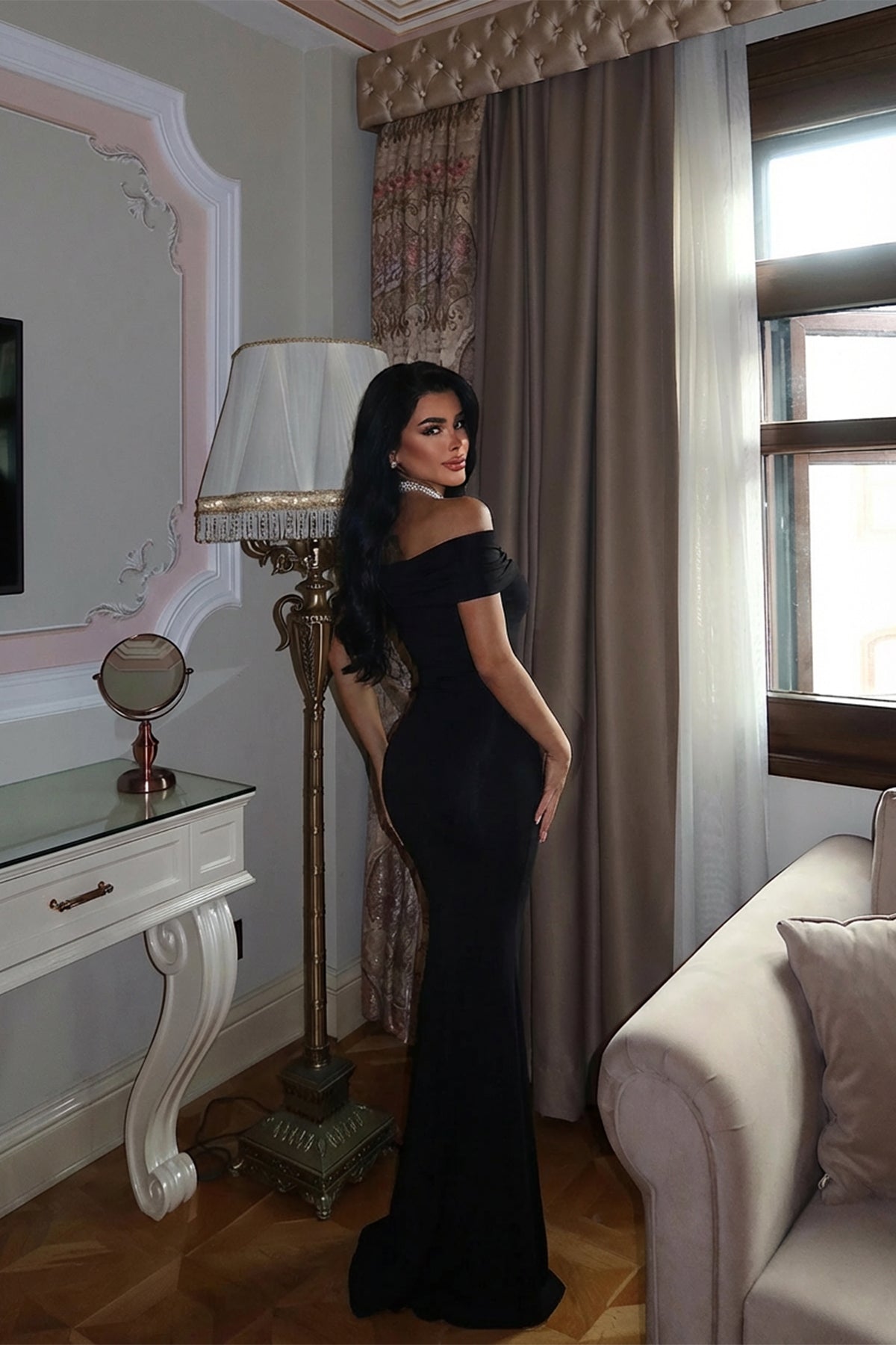 Image of Siyah Allayia Uzun Elbise ATE-3080