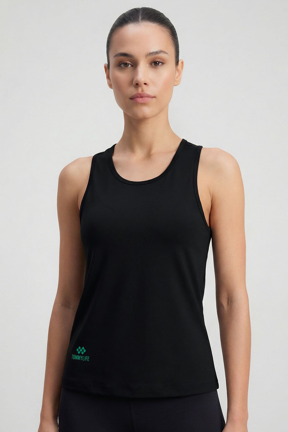 Image of Siyah Standart Fit Çapraz Sırt Detaylı Kadın Spor Atlet - 97296