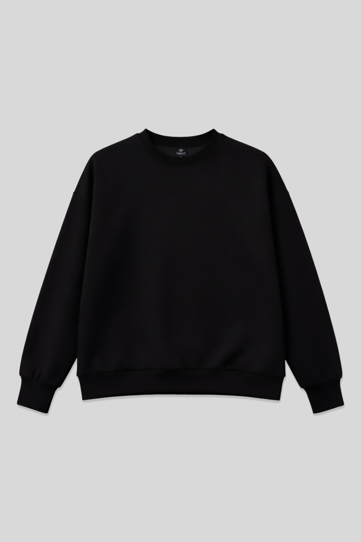 Image of Black Basic Crew Neck Oversize Women's Sweatshirt - 97053