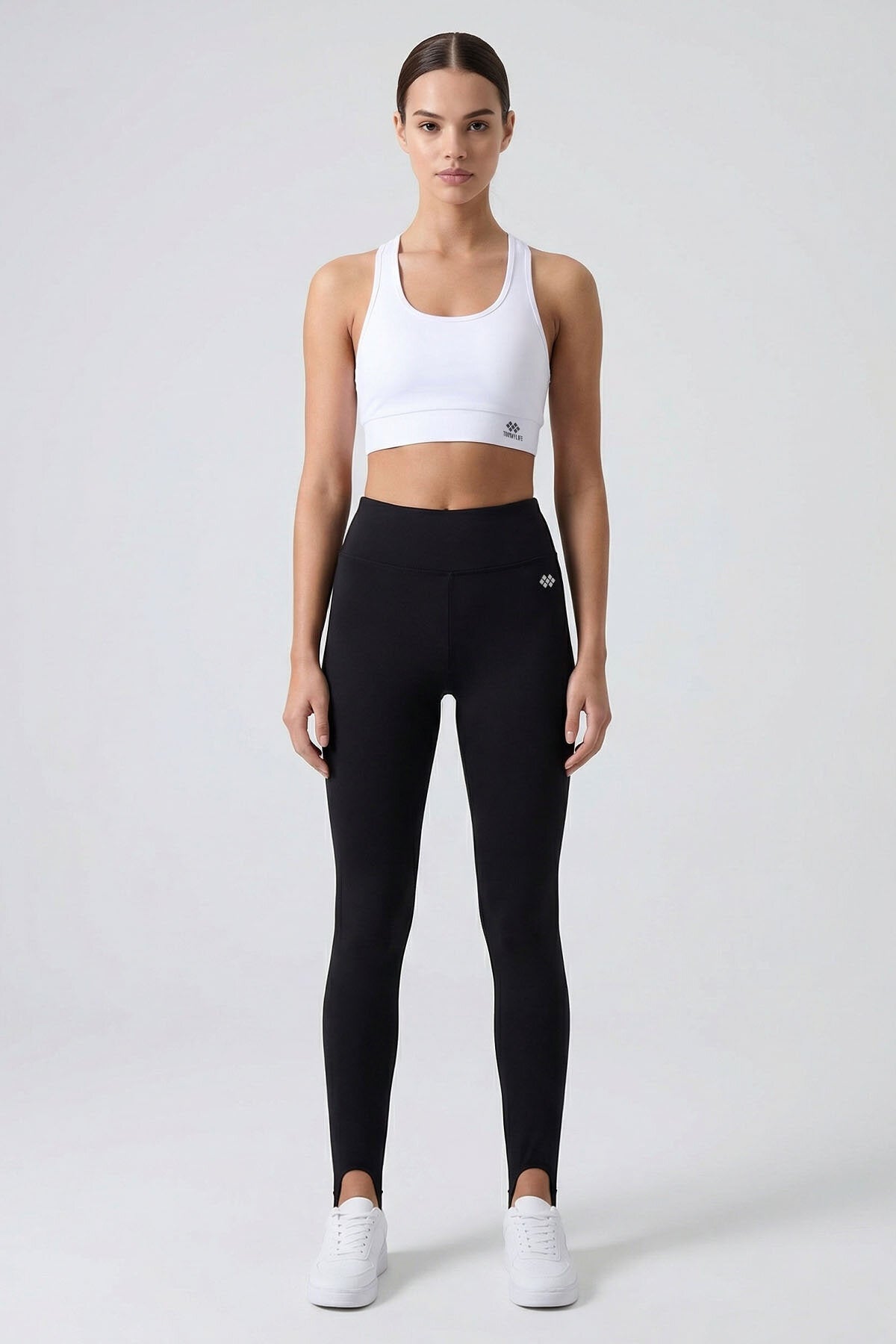 Image of Siyah Standart Fit Esnek Spor Performans Kadın Topuklu Tayt - 94685