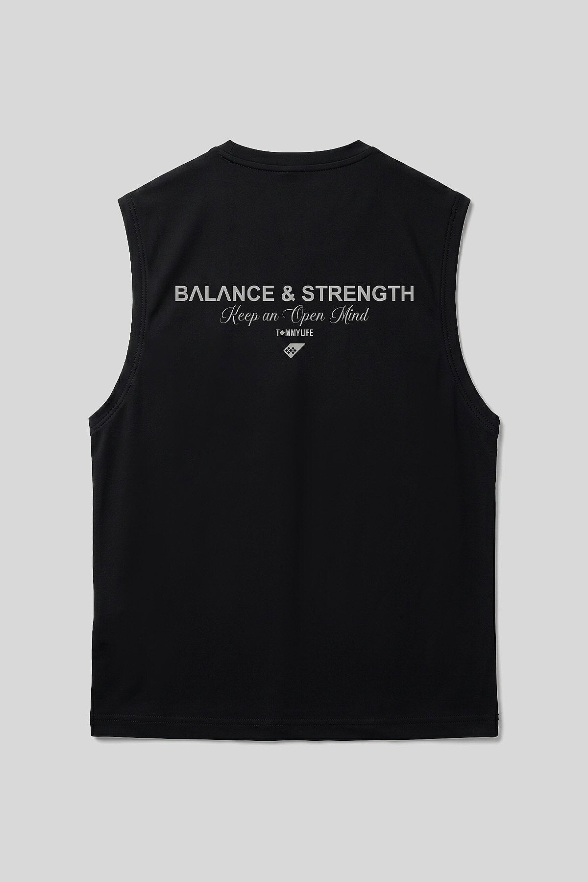 Image of Siyah Rahat Form Baskılı Spor Performans Kolsuz Erkek Atlet - 88502