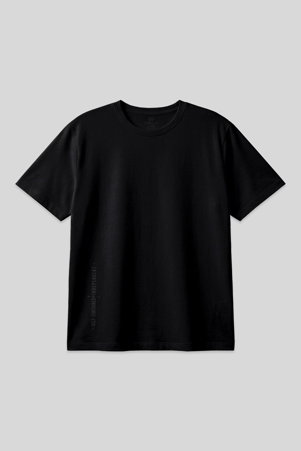 Image of Siyah Baskılı O Yaka Rahat Form Battal Büyük Beden Erkek T-Shirt - 88472
