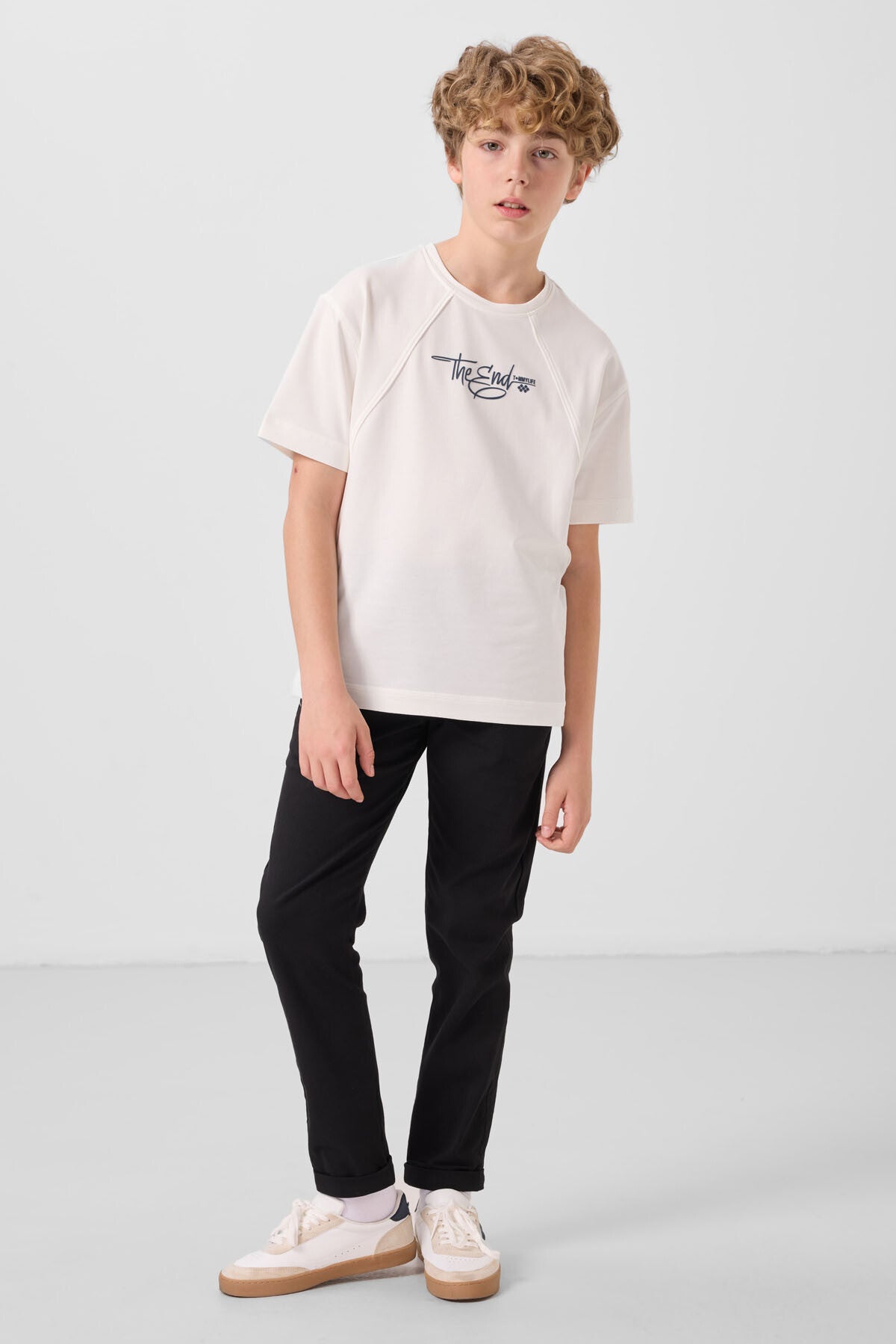 Image of Siyah Standart Fit Dokuma Hafif Esnek Chino Erkek Çocuk Pantolon - 11272