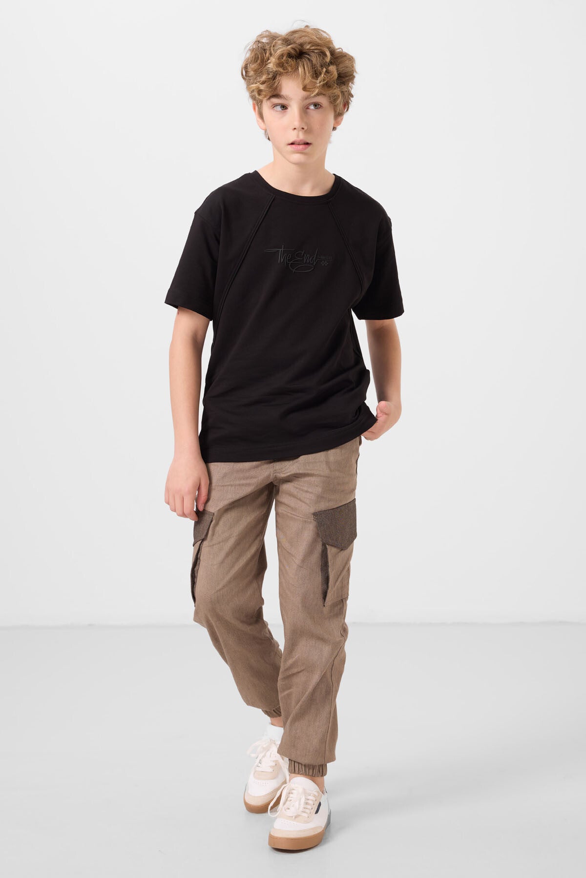 Image of Siyah Pamuklu Yumuşak Dokulu Oversize Baskılı Erkek Çocuk T-Shirt - 11285