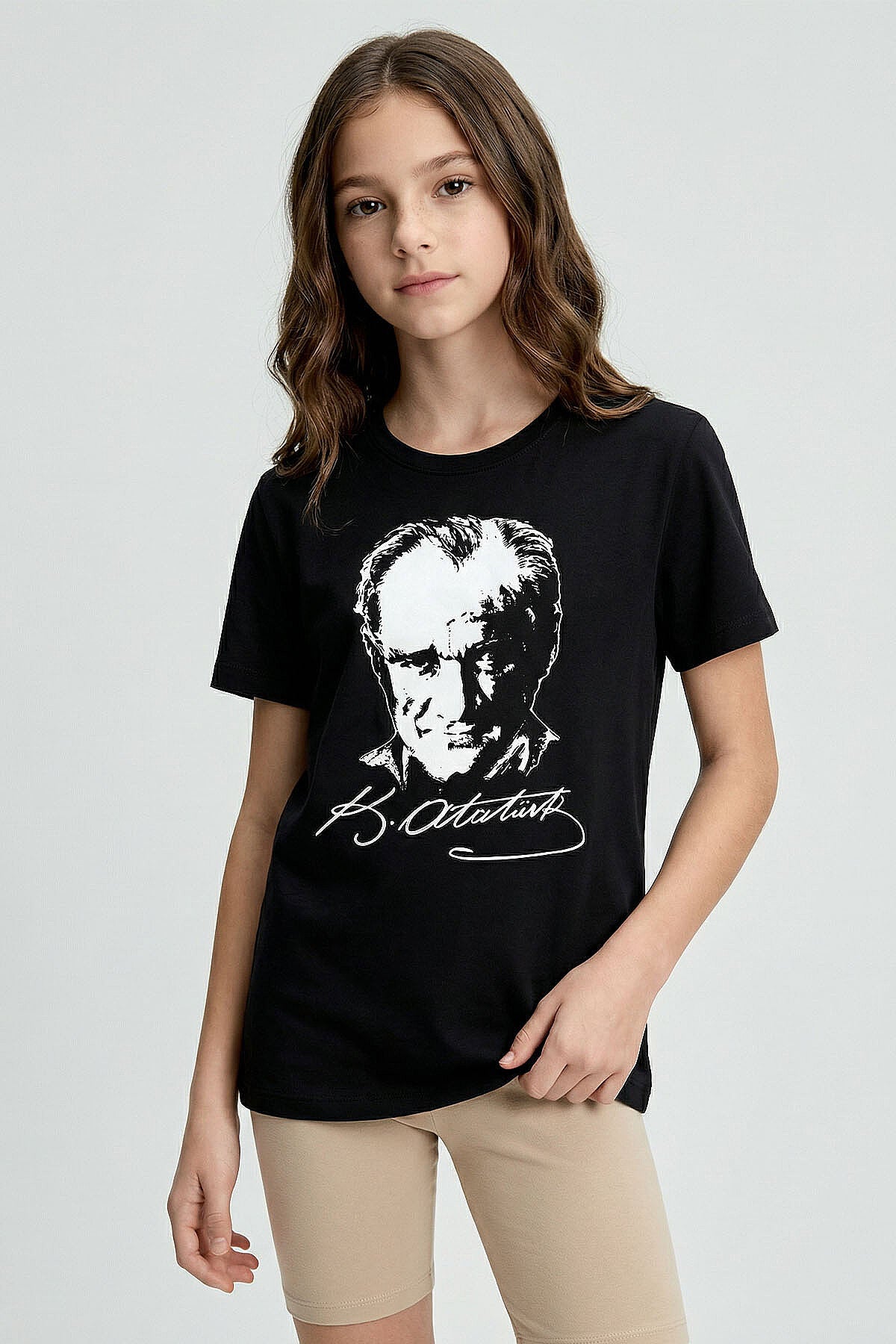 Image of Siyah Atatürk Baskılı Unisex Çocuk T-Shirt - 11332