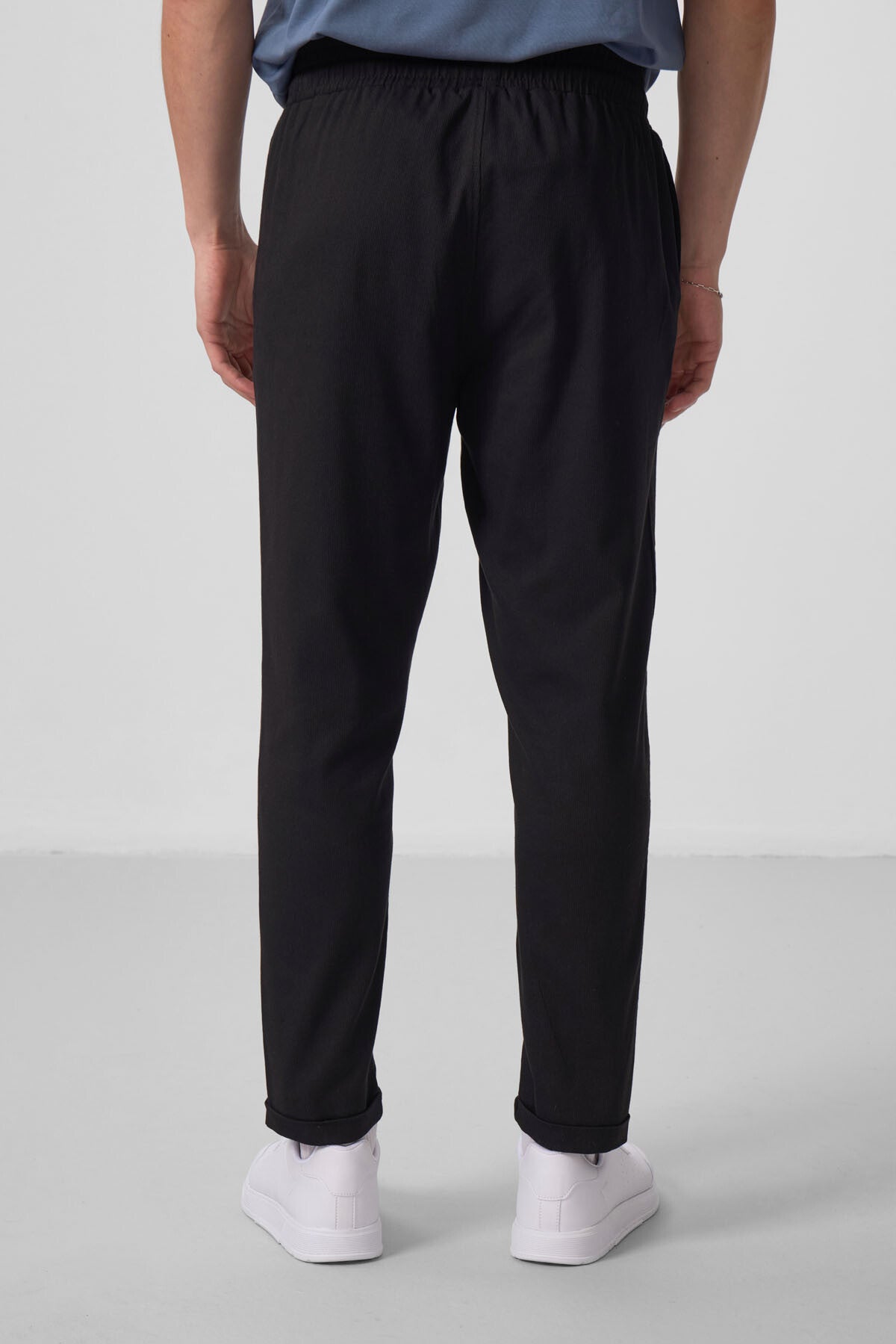 Image of Black Standard Fit Woven Lightweight Stretch Chino Men's Trousers - 82175