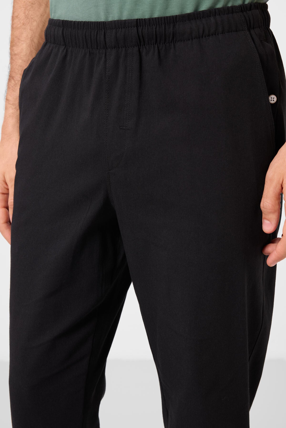 Image of Pantaloni chino elastici ușori, negri, croială standard, țesături, pentru bărbați - 82178