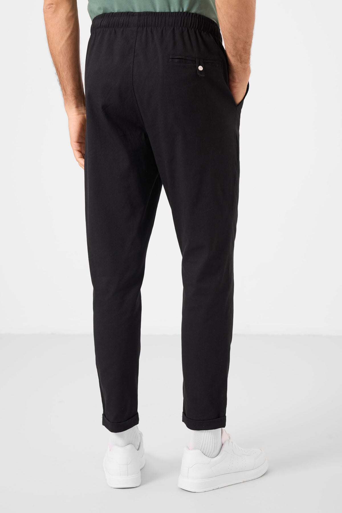 Image of Siyah Standart Fit Dokuma Hafif Esnek Chino Erkek Pantolon - 82178