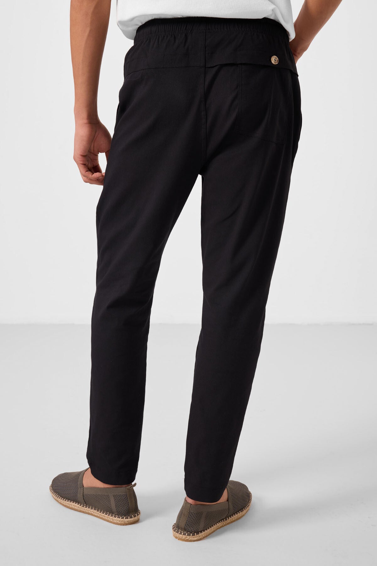 Image of Siyah Standart Fit Dokuma Hafif Esnek Chino Erkek Pantolon - 82179