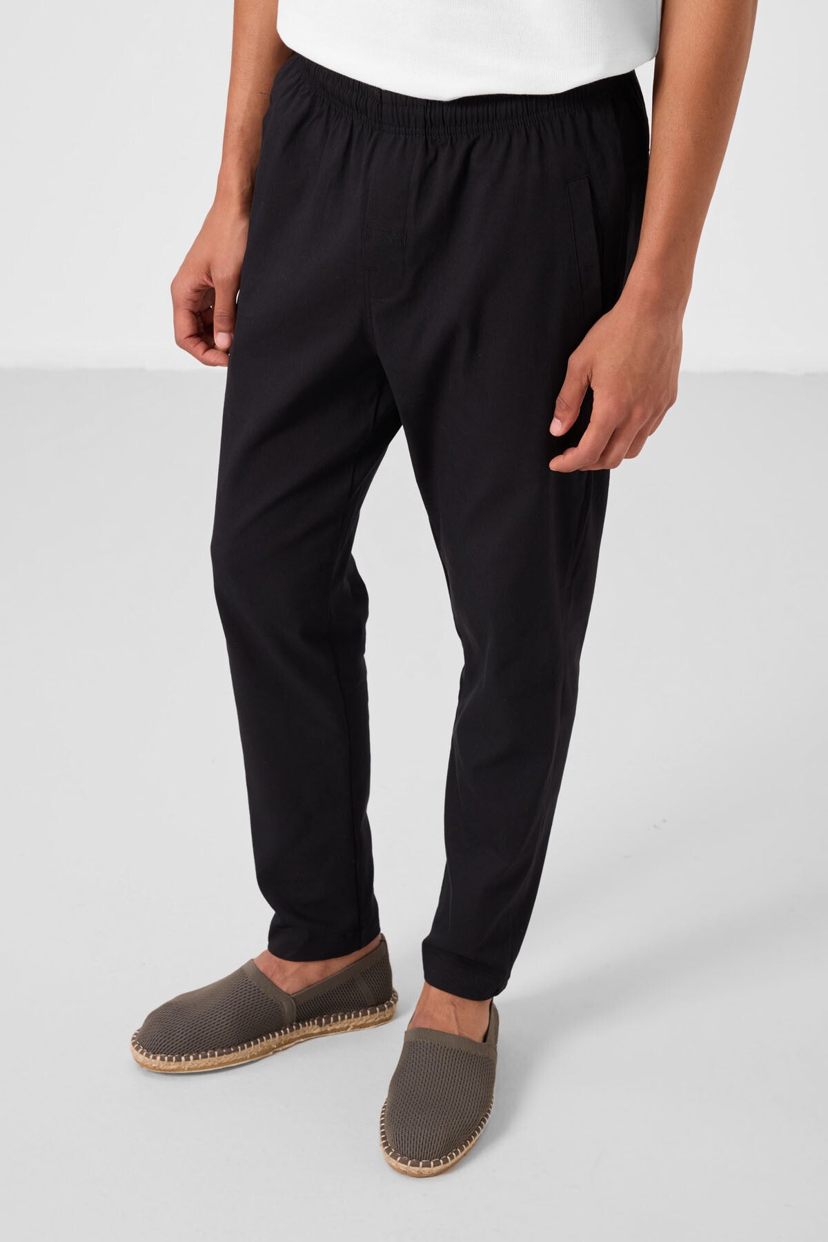 Image of Siyah Standart Fit Dokuma Hafif Esnek Chino Erkek Pantolon - 82179