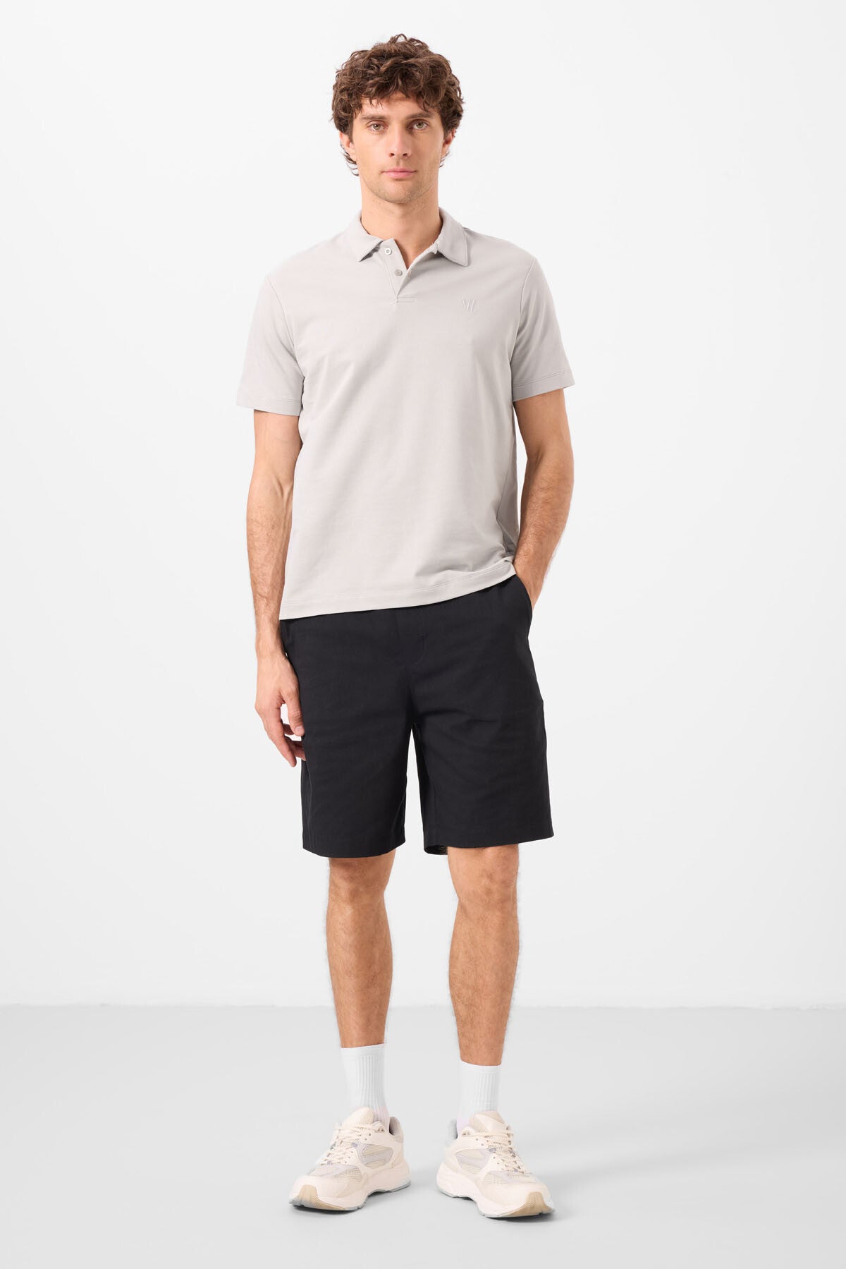 Image of Siyah Standart Fit Dokuma Hafif Esnek Chino Erkek Şort - 81291