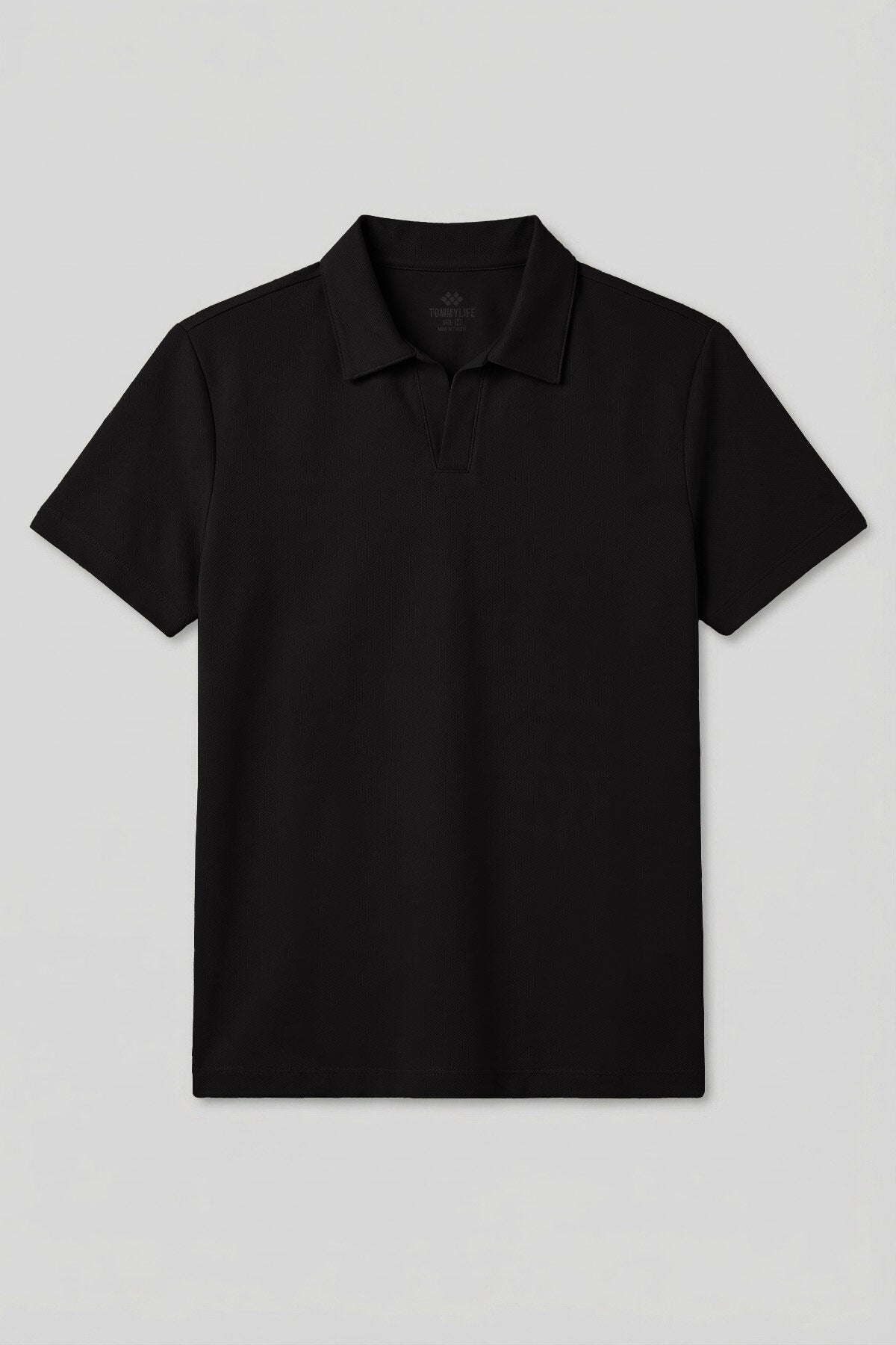 Image of Siyah Rahat Form Yumuşak Dokulu Polo Yaka Erkek T-Shirt - 88496