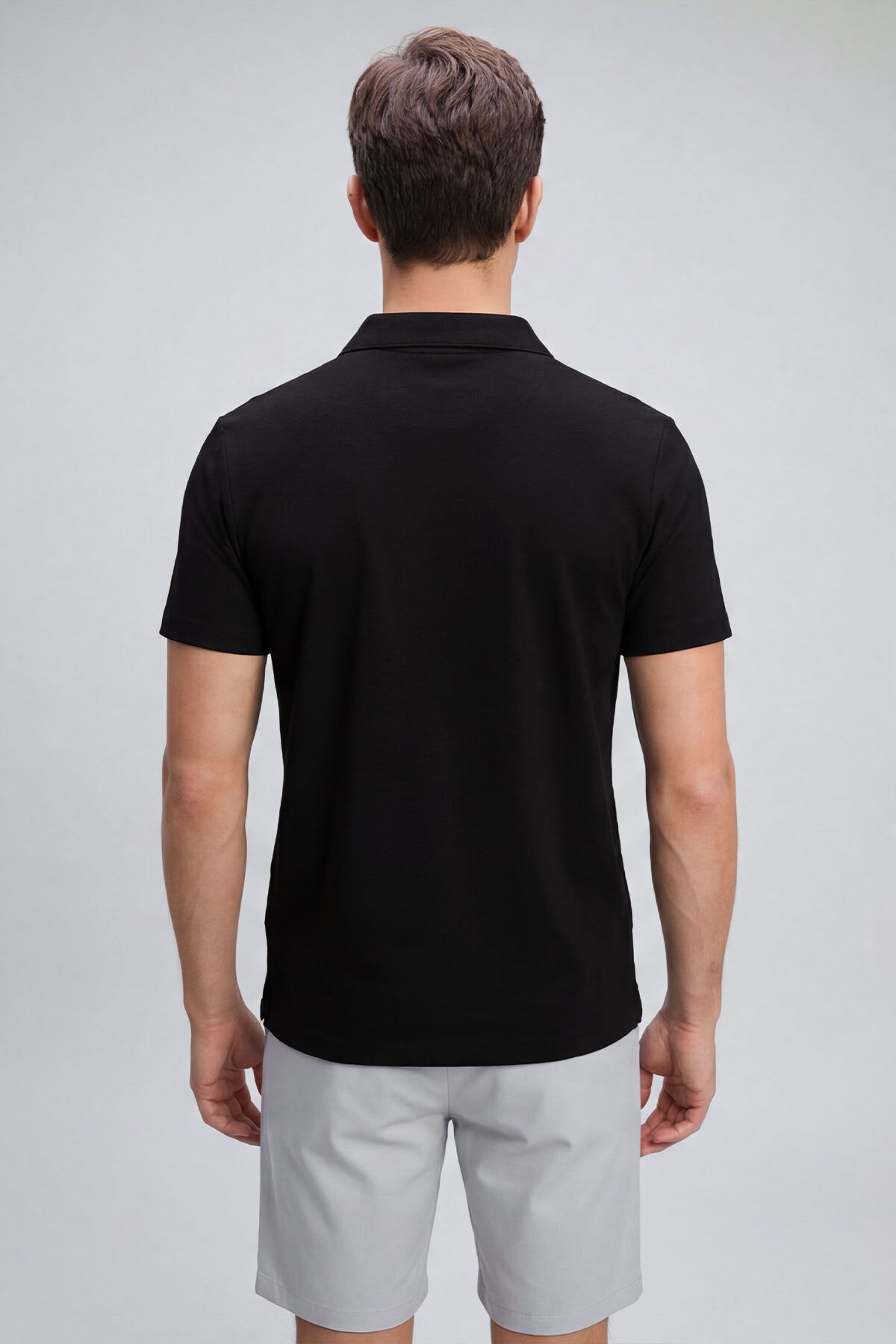 Image of Siyah Rahat Form Yumuşak Dokulu Polo Yaka Erkek T-Shirt - 88496