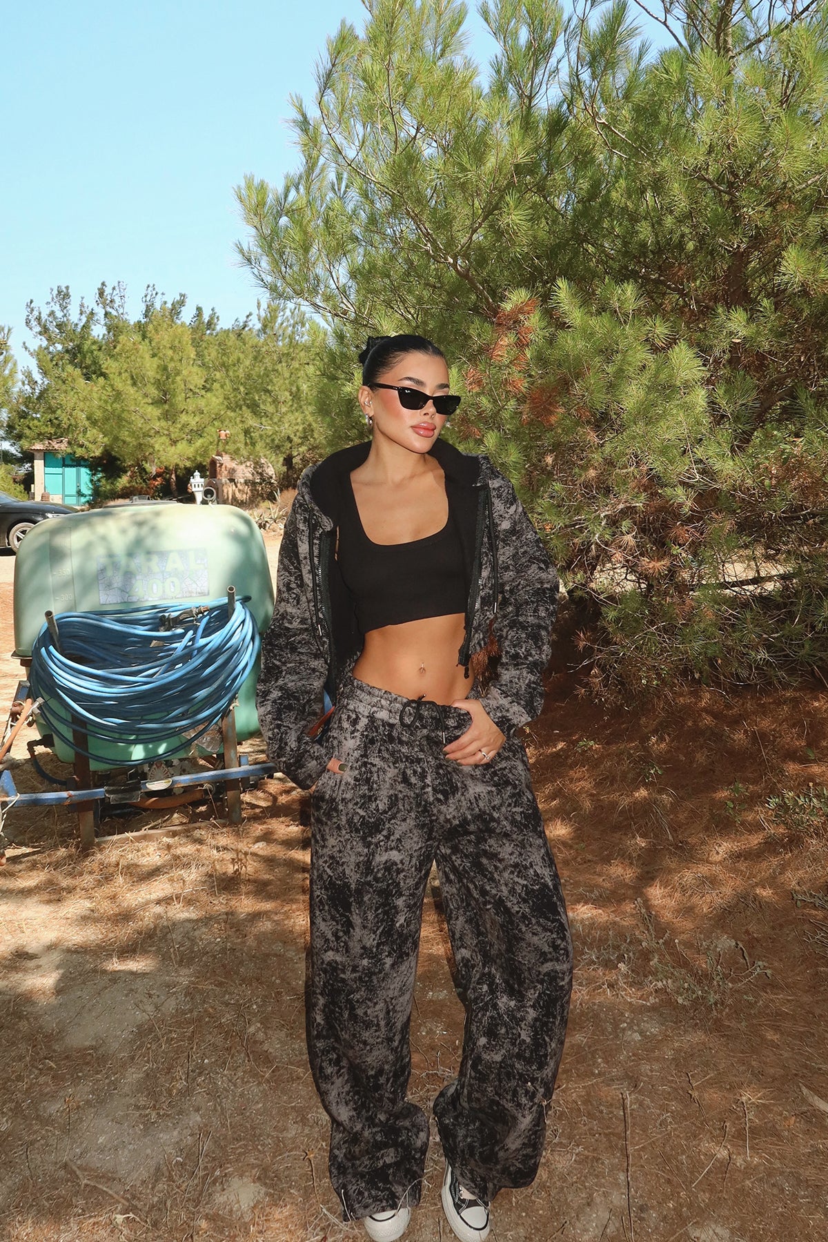 Image of Siyah Joelle Desenli Eşofman Takım ATE-3642