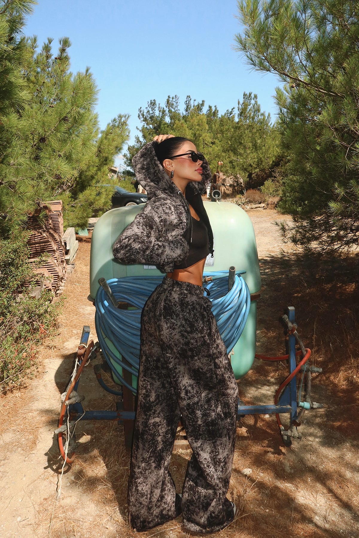 Image of Siyah Joelle Desenli Eşofman Takım ATE-3642
