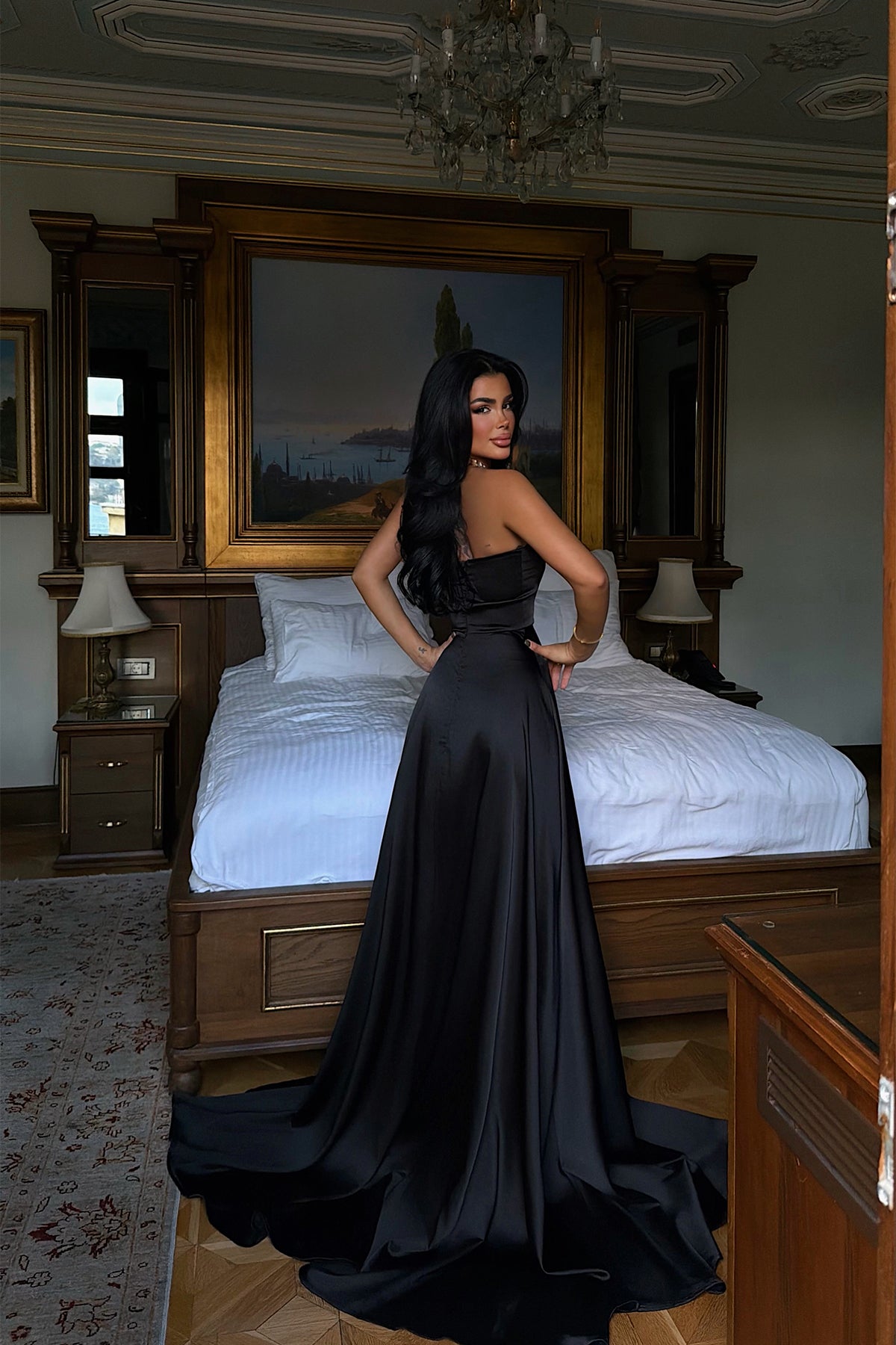 Image of Roseline Gül Detaylı Yırtmaçlı Abiye ATE-3719