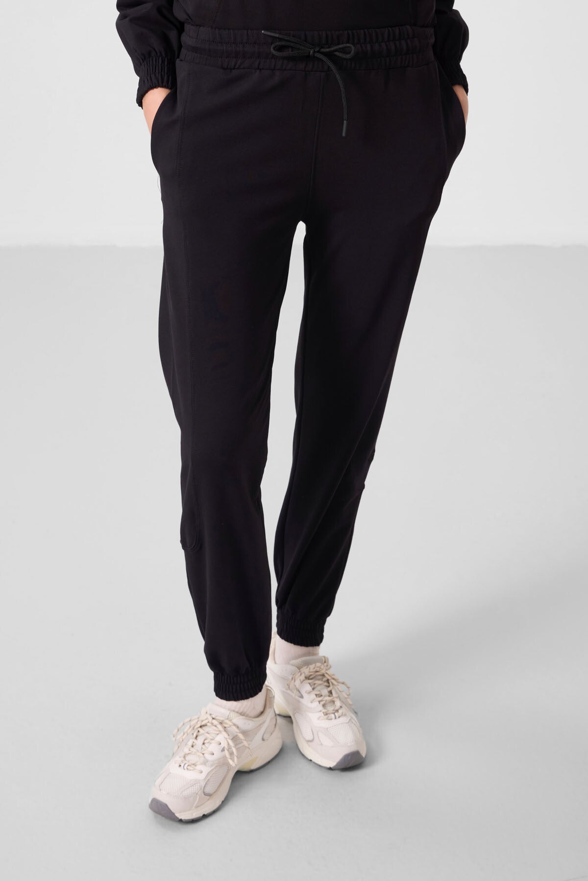 Image of Siyah O Yaka Basic Oversize Kadın Eşofman Tunik Takım - 95347