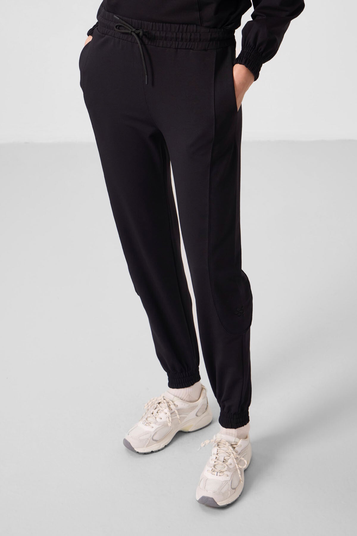 Image of Siyah O Yaka Basic Oversize Kadın Eşofman Tunik Takım - 95347