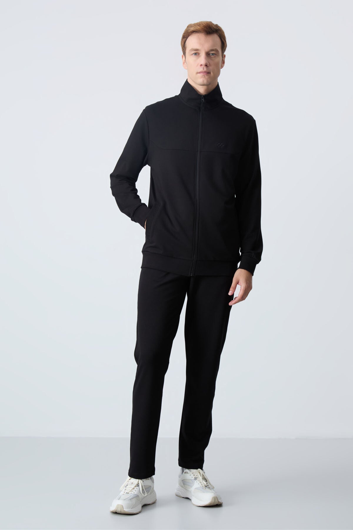 Image of Siyah Pamuklu Kalın Yumuşak Dokulu Comfort Fit Basic Erkek Eşofman Takım - 85260