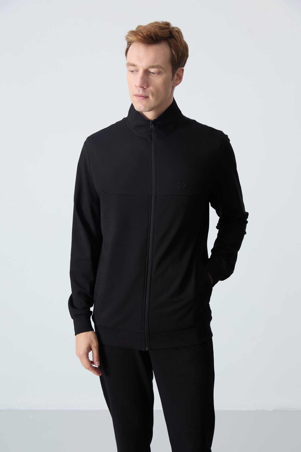 Image of Siyah Pamuklu Kalın Yumuşak Dokulu Comfort Fit Basic Erkek Eşofman Takım - 85260