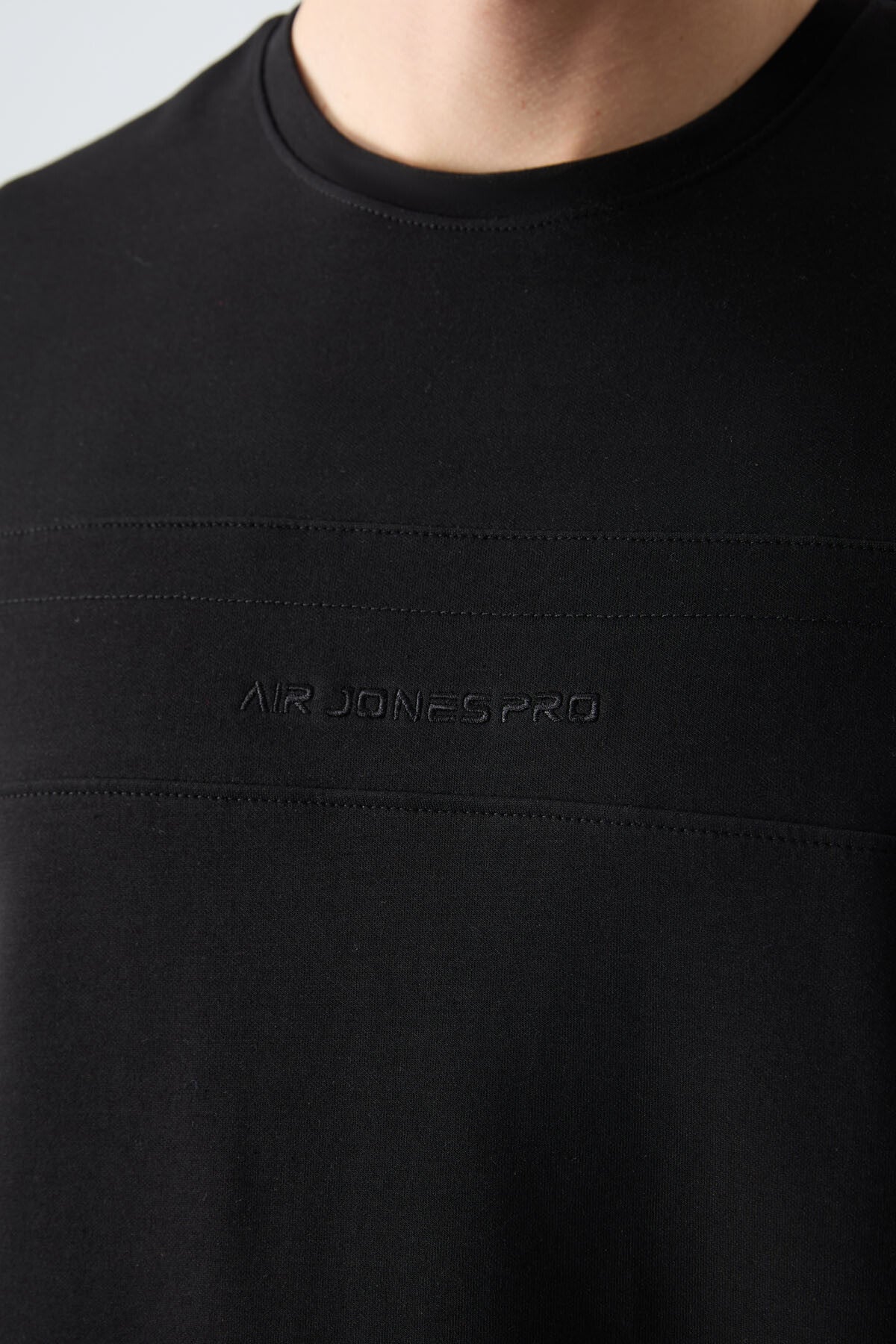 Image of Siyah Pamuklu Kalın Yumuşak Dokulu Oversize Fit Basic Erkek Eşofman Takım - 85261