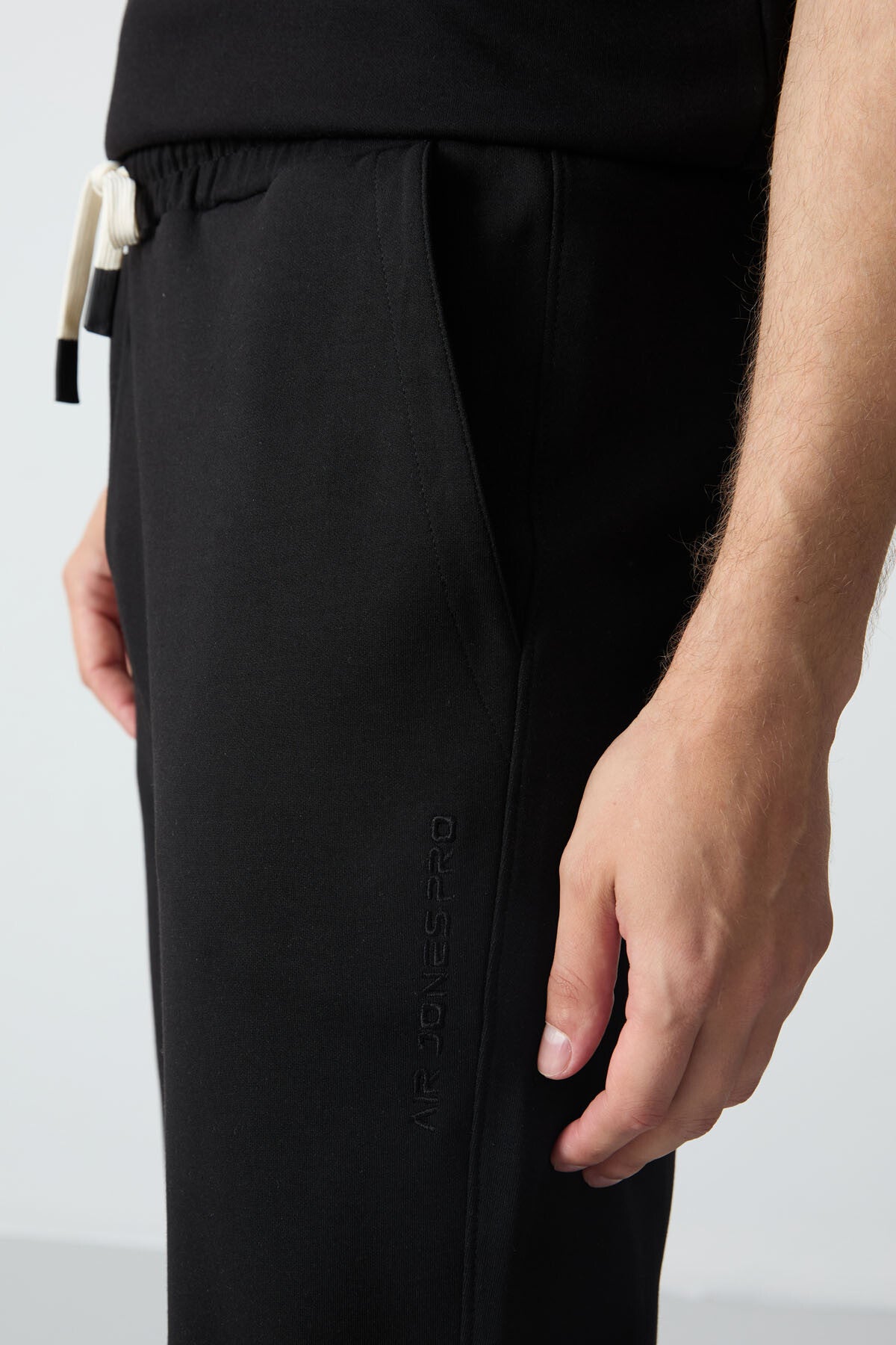Image of Siyah Pamuklu Kalın Yumuşak Dokulu Oversize Fit Basic Erkek Eşofman Takım - 85261