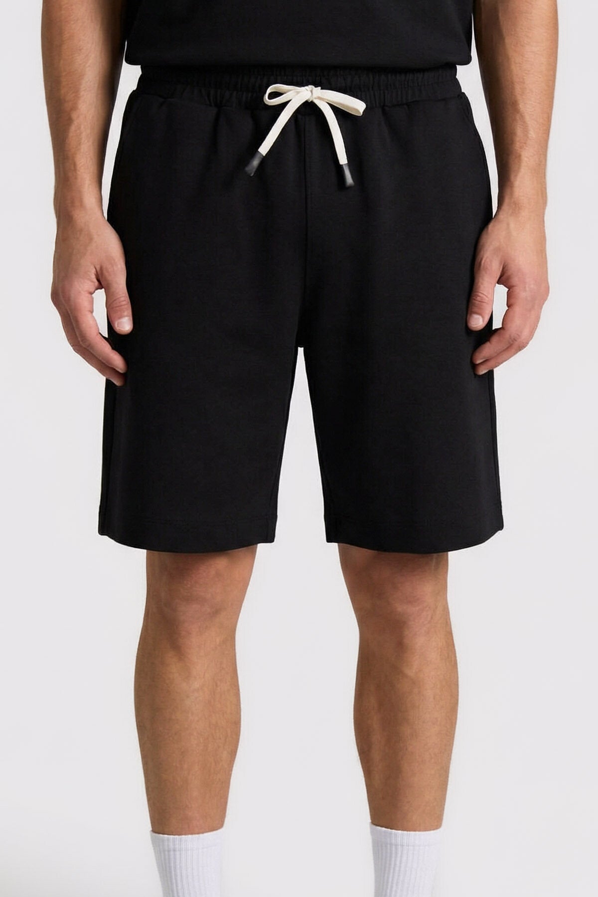 Image of Siyah Oversize Fit Basic Erkek Şort Takım - 85292