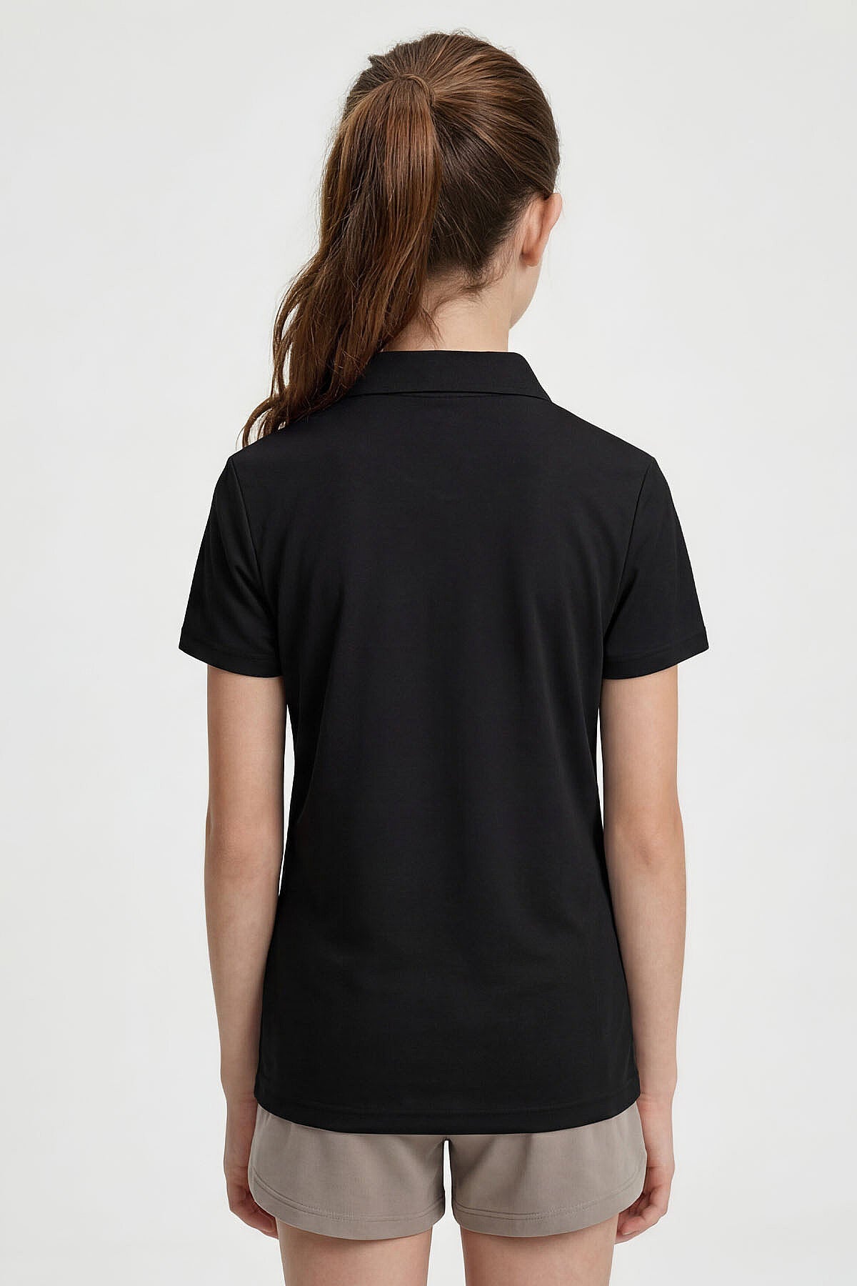 Image of Siyah Polo Yaka Standart Fit Basic Unisex Çocuk T-Shirt - 11330