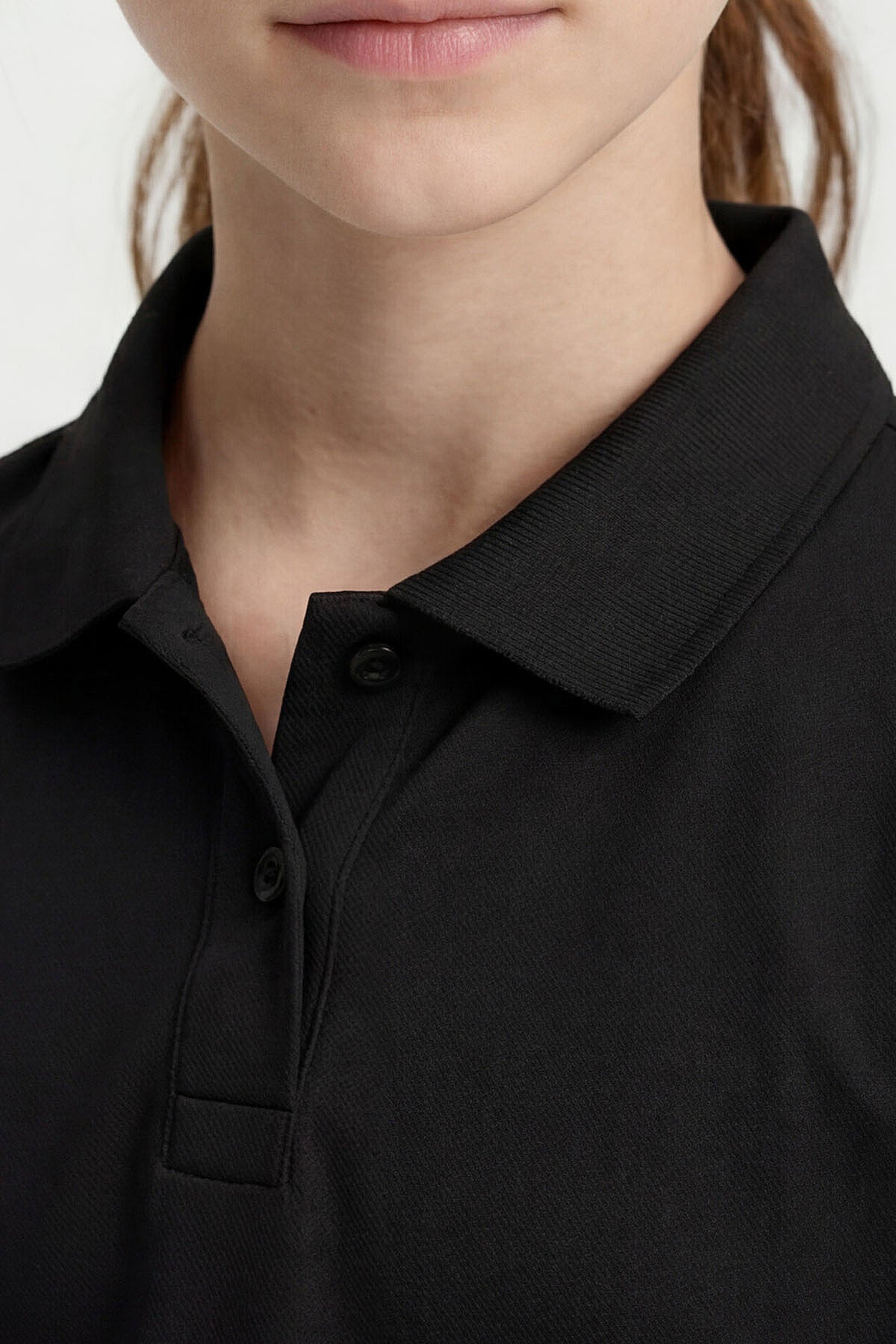 Image of Siyah Polo Yaka Standart Fit Basic Unisex Çocuk T-Shirt - 11330