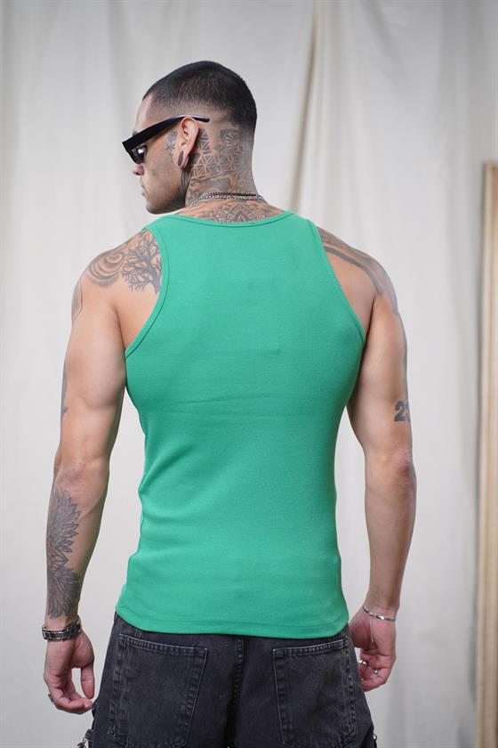Image of Maiou sport slim fit, cu imprimeu nervuri, flexibil, simplu, pentru bărbați