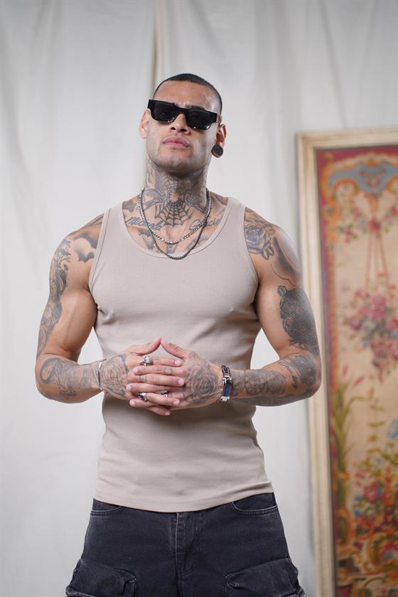 Image of Maiou sport slim fit, cu imprimeu nervuri, flexibil, simplu, pentru bărbați