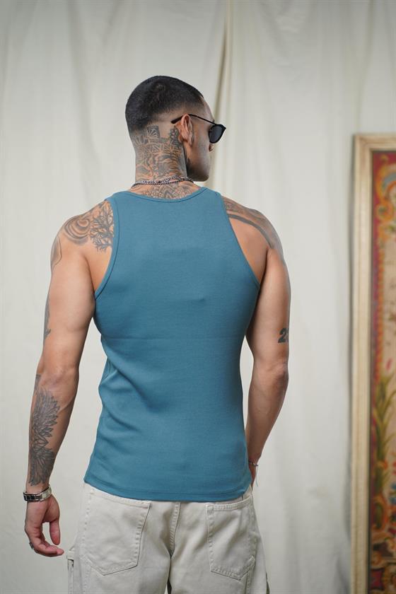 Image of Maiou sport slim fit, cu imprimeu nervuri, flexibil, simplu, pentru bărbați