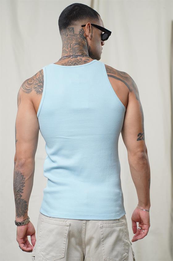 Image of Maiou sport slim fit, cu imprimeu nervuri, flexibil, simplu, pentru bărbați