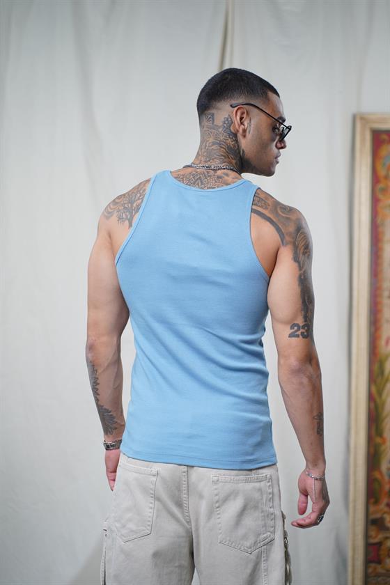Image of Maiou sport slim fit, cu imprimeu nervuri, flexibil, simplu, pentru bărbați