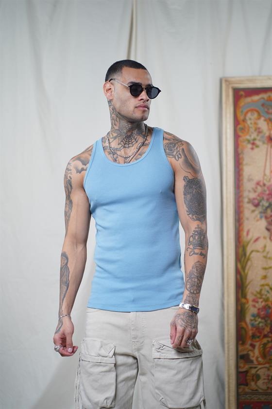 Image of Maiou sport slim fit, cu imprimeu nervuri, flexibil, simplu, pentru bărbați