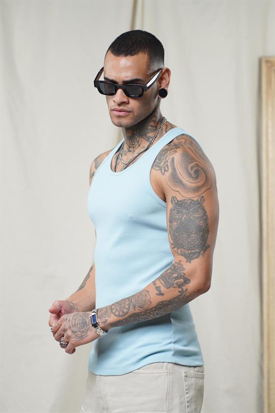 Image of Maiou sport slim fit, cu imprimeu nervuri, flexibil, simplu, pentru bărbați