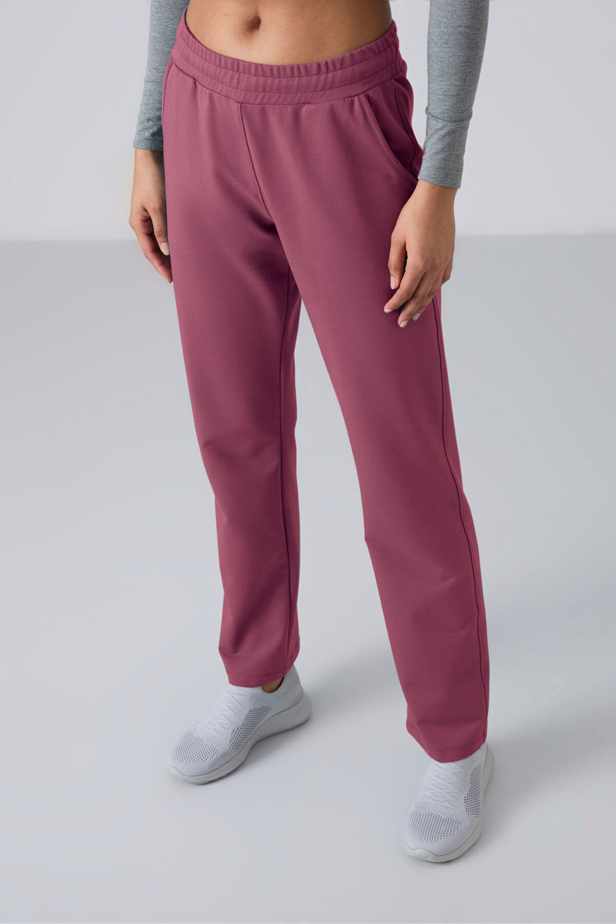 Image of Soft Vişne Yüksek Bel Cepli Rahat Form Klasik Paça Kadın Eşofman Alt - 94584