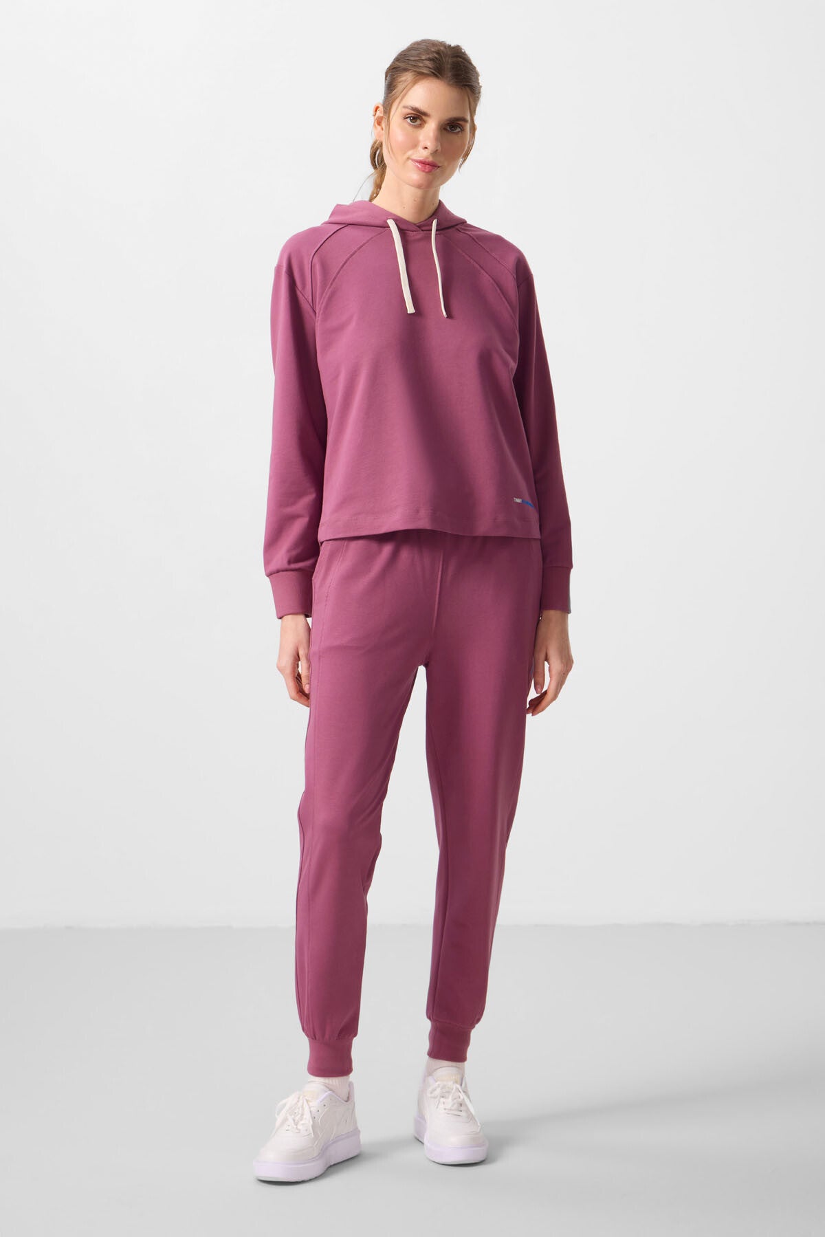 Image of Soft Vişne Kapüşonlu Oversize Kadın Eşofman Takım - 95336