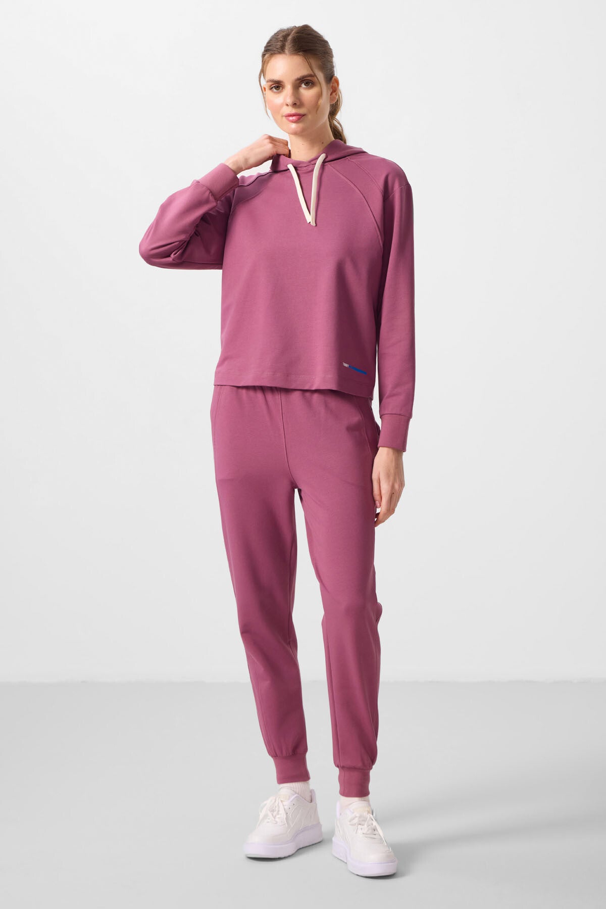 Image of Soft Vişne Kapüşonlu Oversize Kadın Eşofman Takım - 95336