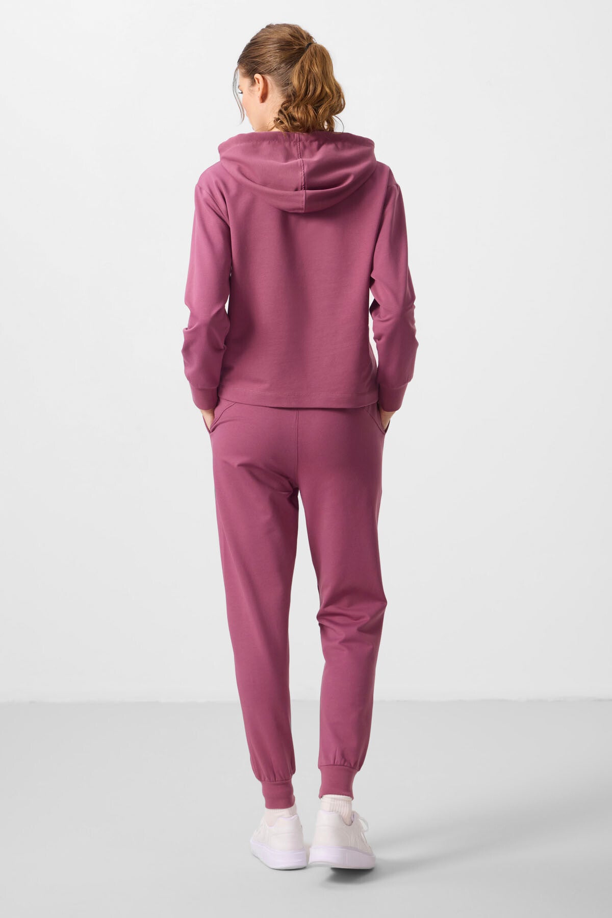 Image of Soft Vişne Kapüşonlu Oversize Kadın Eşofman Takım - 95336
