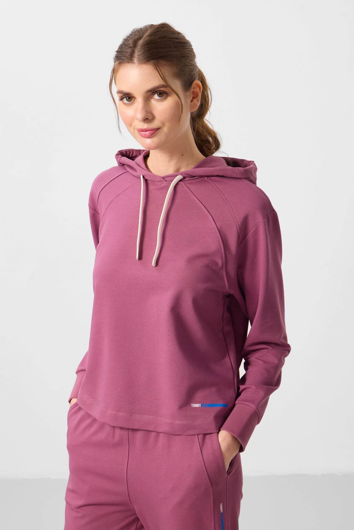 Image of Soft Vişne Kapüşonlu Oversize Kadın Eşofman Takım - 95336