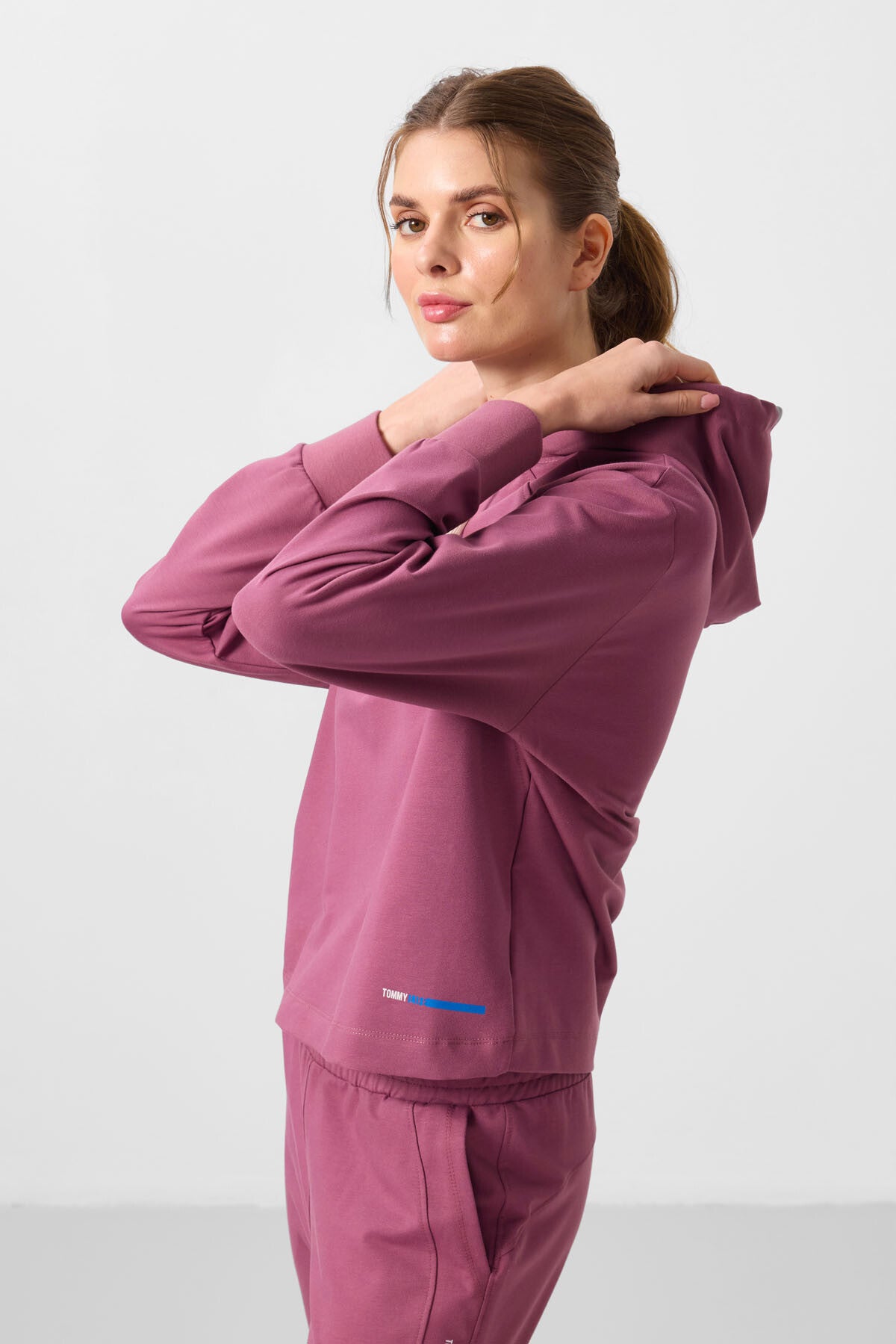 Image of Soft Vişne Kapüşonlu Oversize Kadın Eşofman Takım - 95336