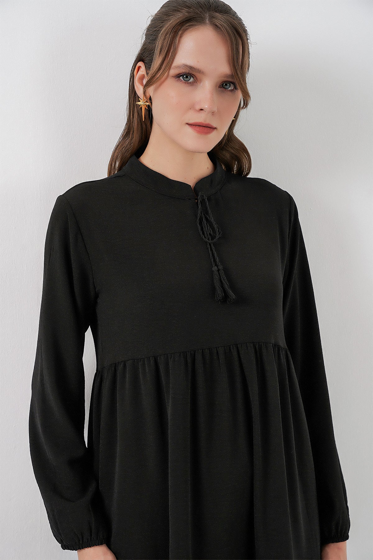 Image of Rochie cu guler nouat T1627 - Negru