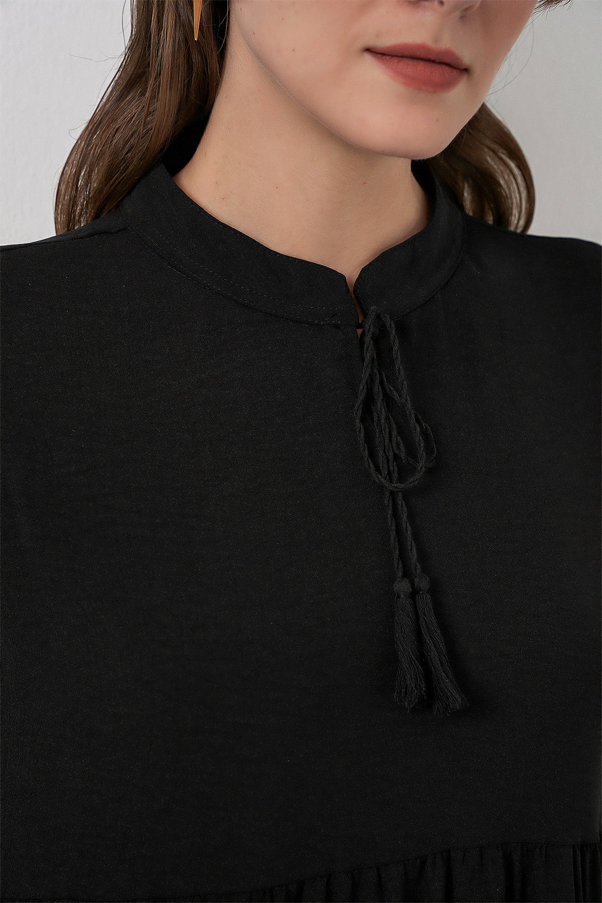 Image of Rochie cu guler nouat T1627 - Negru