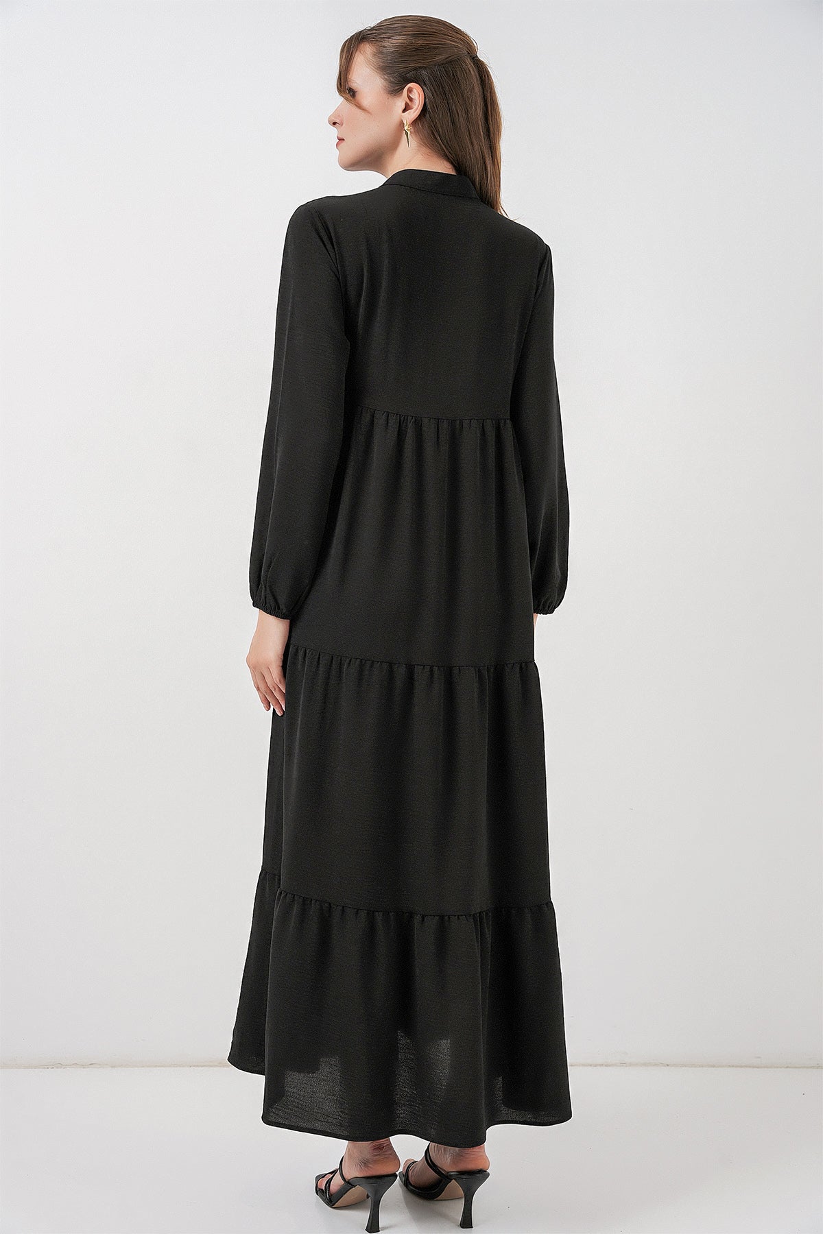 Image of Rochie cu guler nouat T1627 - Negru