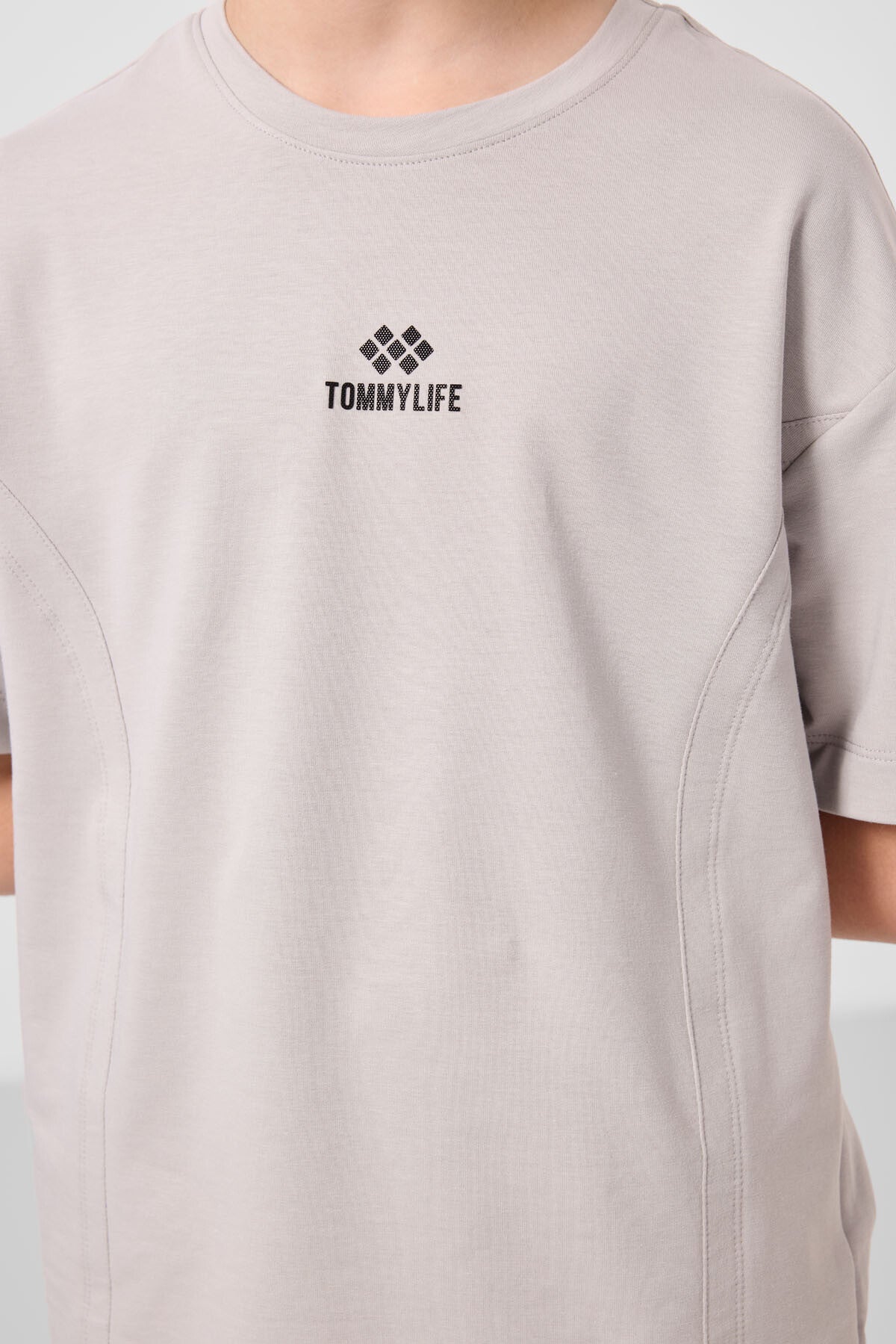 Image of Taş-Antrasit Pamuklu Oversize Fit Dokuma Hafif Esnek Chino Erkek Çocuk Şort Takım - 11276