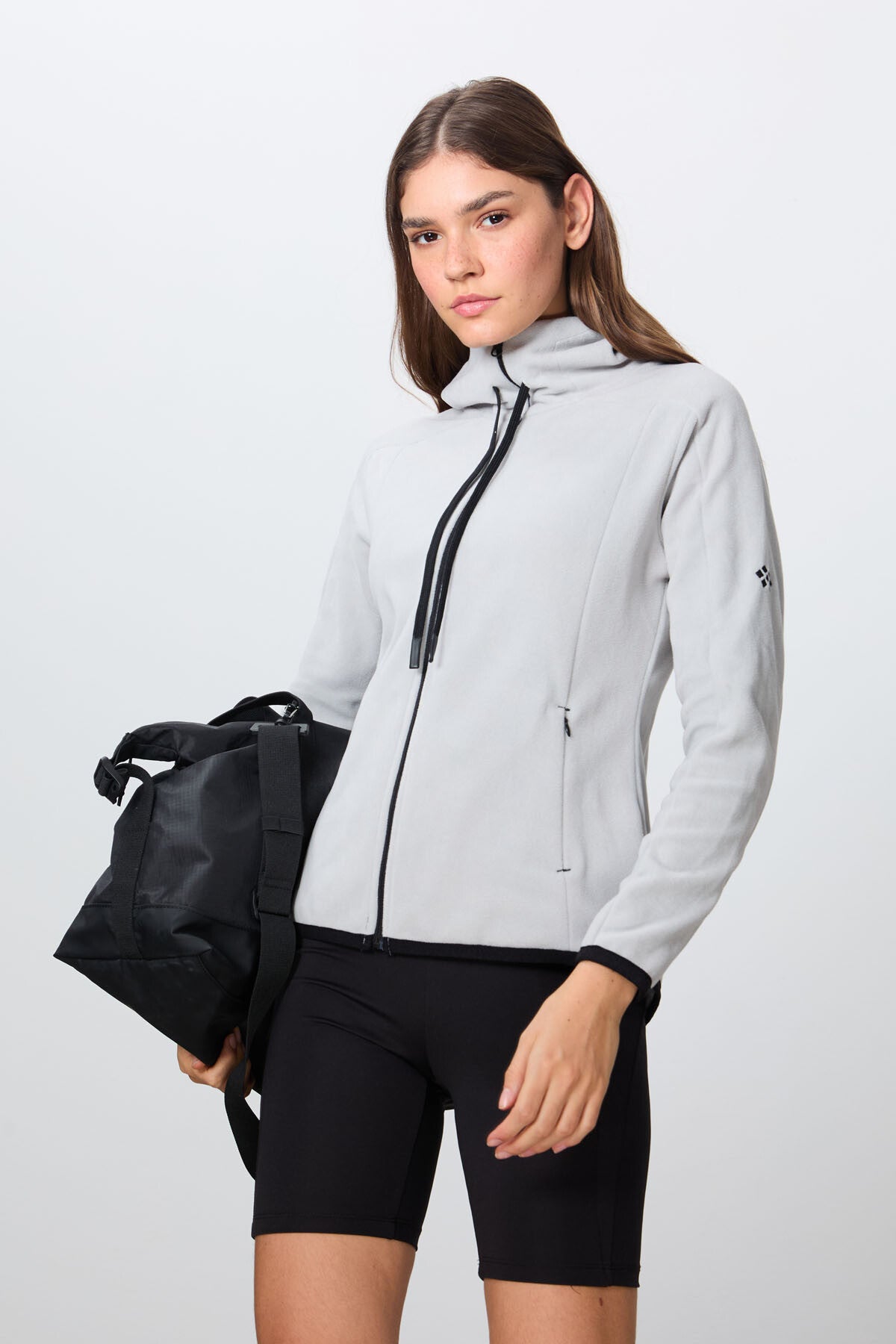 Image of Taş Kalın Yumuşak Dokulu Kapüşonlu Standart Fit Nakışlı Polar Kadın Sweatshirt -97287