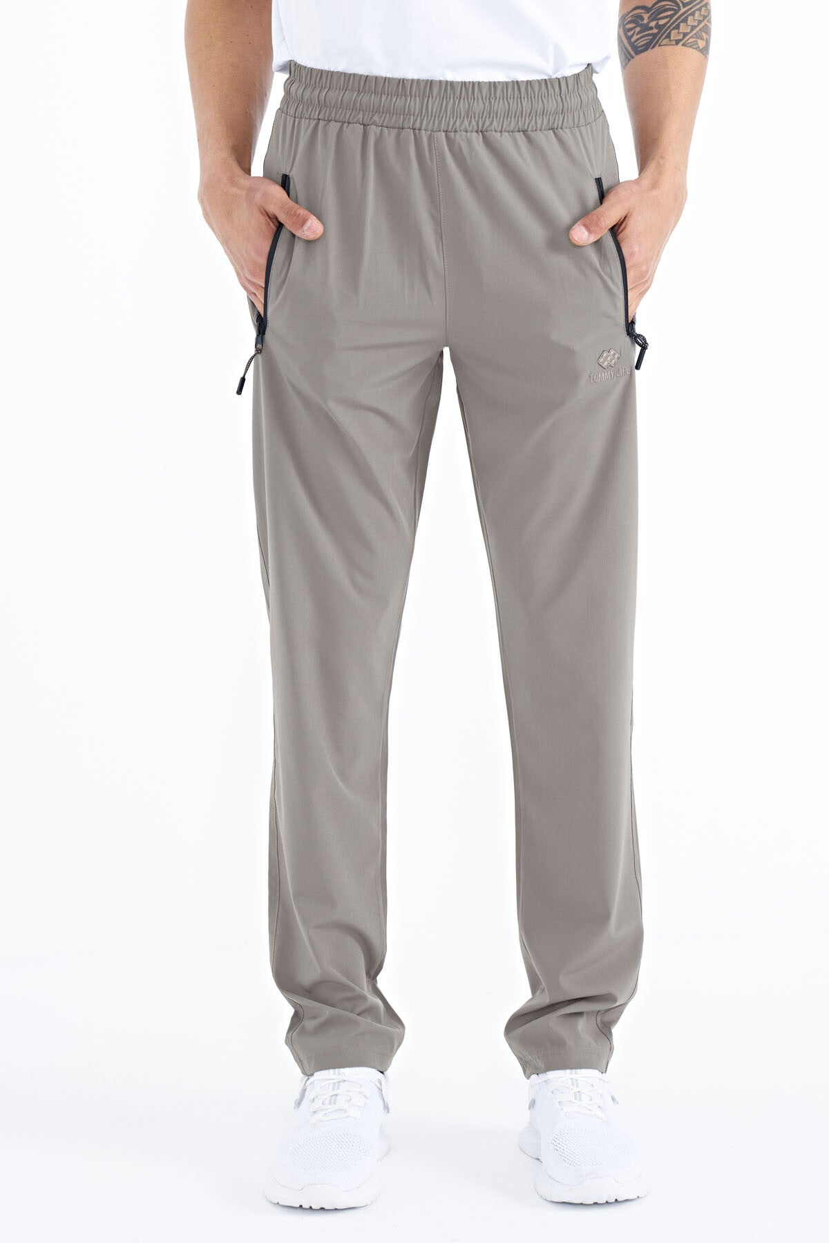 Image of Pantaloni de trening Stone pentru bărbați, cu fermoar, trei buzunare, croială standard, pe picior clasic - 84768